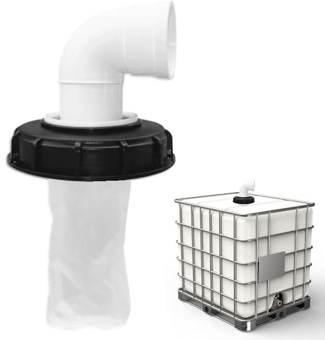 Riisoyu IBC 90°mit Filter, Nylon Deckel mit Filter Waschbar 165mm Filterdeckel mit Bogen DN 150Tankdeckel Wasserfilter für Regenwassertank Tonnenfass IBC Container