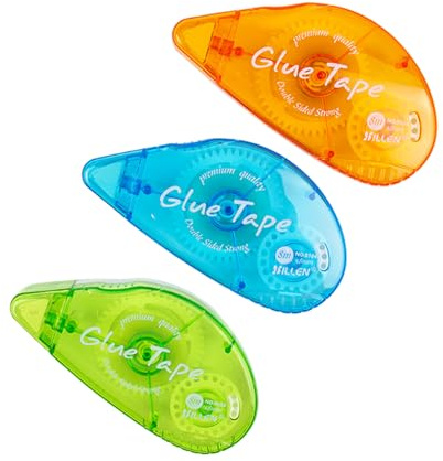 3 Pack Double Sided Glue Tape Roller 8m x 8mm Permanent Adhesive for Crafts | Jam-free smooth application, ideal for card making, scrapbooking, journaling & gift wrapping, compact design for precise use