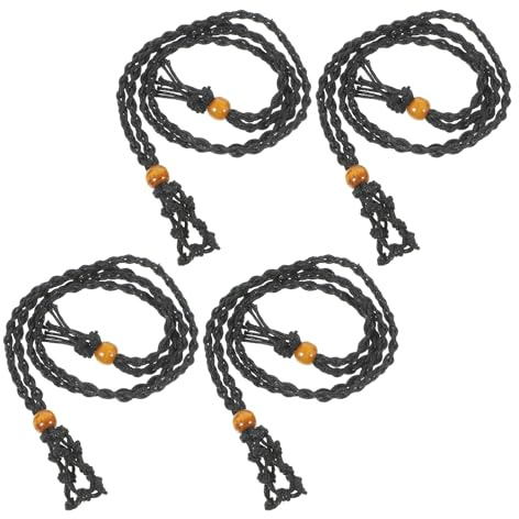 DOITOOL Lot de 4 Colliers Porte-pierres 40-45 Mm en Macramé Tissé Main, Cordon Ajustable Noir, Pochette Filet Sécurisée pour Cristaux, Bijoux Diy, Collier Cordon Ajustable pour Pendentif