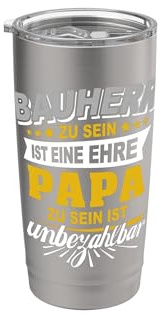 Bauherr Geschenk Papa Spruch Baustelle Richtfest Herren Fun Doppelwandiger Edelstahl-Thermobecher
