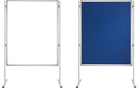 FRANKEN Stellwandtafel PRO, Trennwand, beidseitig verwendbar, Filz pinnbar & Schreibtafel lackiert, mit Aluminiumrahmenrahmen, Notiztafel zur Kombination mit Säulen, 180 x 120 cm, blau, SFD800503