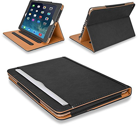 MOFRED® Black & Tan Apple iPad Air (Released 2013) Executive Leather Case-Voted by The Daily Telegraph as #1 iPad Air Case! (For iPad Models A1474,A1475 and A1476)
