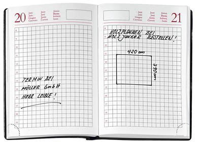 Handwerker-Kalender DIN A6 kariert 384 Seiten schwarz jahresunabhängig