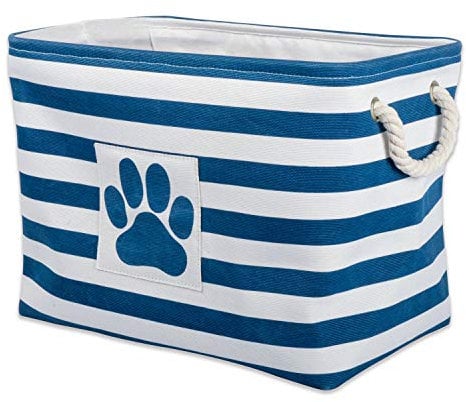 Bone Dry Striped Paw Patch Bin, Small Rectangle, Navy