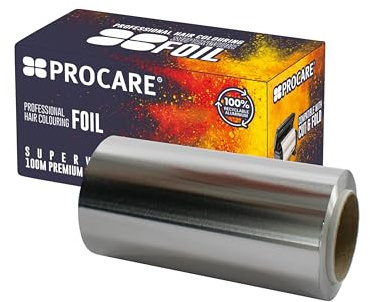 Procare Premium Super Wide Silver Foil Roll (120mm x 100m) - 100m Length Silver Hair Colour Foils for Highlights. Strong & Flexible Foil for Hair Highlights & Colouring.