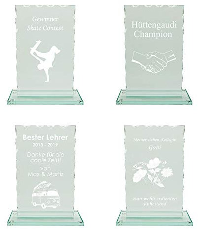 JSSC Neugart GmbH Glaspokal, Wellenschliff (gerade), in 3 verschiedenen Größen oder als Serie mit über 30% Nachlass (komplette Serie, Text+Logo weiß)