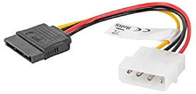 Lanberg CA-HDSA-10CU-0015 Molex (4Pol) Stecker auf Sata (15Pol) Buchse Netzkabel, 15 cm Mehrfarbig