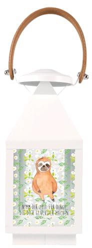 Mr. & Mrs. Panda S Deko Laterne Faultier Zufrieden - Geschenk, Faultier Geschenk, XXL Laternen, Gartendekoration, Ruhe, Gartenlampe, Faultier Deko,