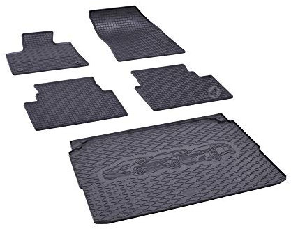 Kofferraumwanne und Gummifußmatten passgenau geeignet für Citroen C5 Aircross ab 2017 Farbe Schwarz + Gurtschoner