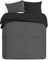 Banzaii Set Copripiumino Bicolor 100% Microfibra con Federa Double Face, 2 pezzi, Singolo 150x200 cm Grigio Scuro/Nero