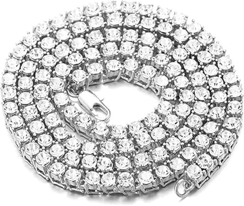 Halukakah Herren Goldkette Tenniskette für Männer ● ELITE ● Iced Out Design, 5.5MM, Verfügbar in Platin Weißgold Überzogen, Handgefertigte Labordiamanten Zieren Dieses Halsband Halskette