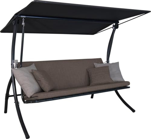 ANGERER Hollywoodschaukel Motion Smart Olive | Gartenschaukel Made in Germany, Schaukel zum Sitzen, Liegen und Entspannen, inklusive Bett-Funktion, einfache Montage