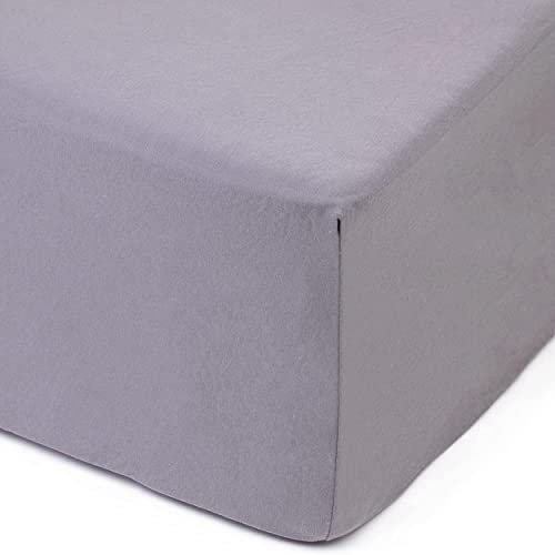 Amago - Spannbetttuch, 50 cm Steg, 100 prozent Baumwolle, 180 x 200 cm - Silber