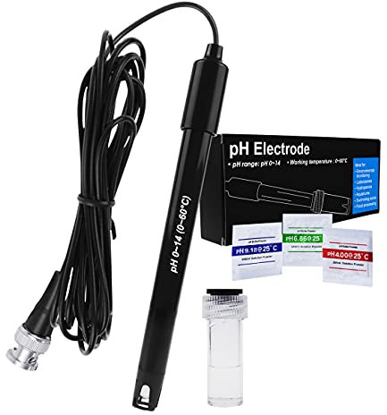 GAIN EXPRESS 0-14 pH Electrode Probe BNC Connection, 300 cm Cable for pH Meter Test Sensor, Replacement Kit for Aquarium Hydroponics Plant Pool Spa Tester (300 cm Long Cable)