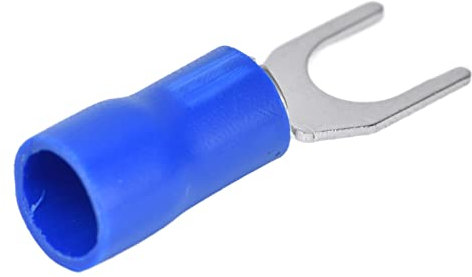 50Pcs Fork Terminals Insulated Spade U Type Wire Connectors 12-10AWG 4-6mm² Cable Crimp Electrical Crimp Terminal SV5.5-6 Blue
