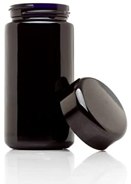 ULTRA JARS 100ml Wide Mouth Ultraviolet Glass Jar with Black Screw Top Lid - Airtight | Smell Proof | Leak Proof | UV Storage Container | Refillable Stash Canister