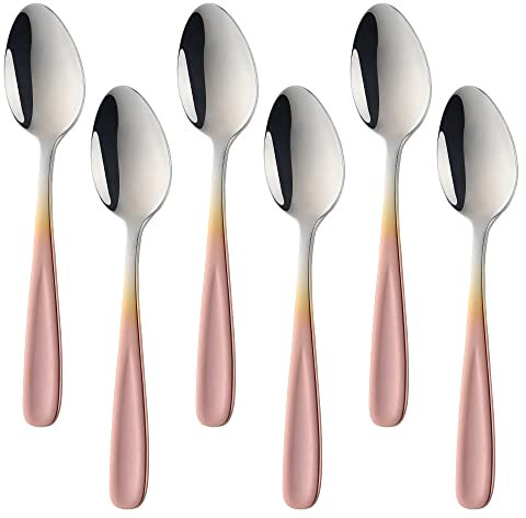 BISDARUN 8 teiliges Kaffeelöffel Set Edelstahl Gradient RoseGold Teelöffel Mokkalöffel Dessertlöffel