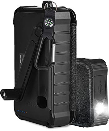 Cargador Solar 12000mAh Power Bank Portátil con 2 Ports 2.1A Output Batería Externa Impermeable con 3 Paneles Solar para Smartphones Tabletas con Luces LED para Acampar al Aire Libre de Emergencia