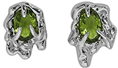 925 Sterling Silber Dating Olivgrün CZ Ohrringe Moderne unregelmäßige Lava Ohrstecker für Frauen Geschenk, Sterling Silber, Zirkonia