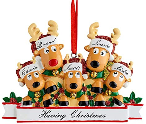 Personalisierte Elch Weihnachtsbaum hängenden Anhänger Ornament, Familie Dekor benutzerdefinierte Name Ornament Harz personalisierte Weihnachten Familie Dekoration Geschenke