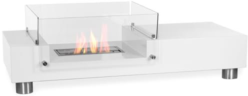 Moritz Ethanol Standkamin I Tisch Kamin I 35 x 112 x 50 cm Weiß I 1,5 Liter Brenner I Bioethanol Kaminofen Indoor Outdoor I Innen Außen I Brennertopf