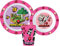 Microwave Safe 3pcs Cartoon Character Dinner Tableware Set Plate, Bowl & Cup, BPA Free re-usable Plastic (Pink Min)