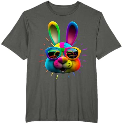 Hasengesicht Cooler Osterhase mit Brille Ostern Bunny T-Shirt Schwarz Klein Unisex Erwachsene Oster-T-Shirt