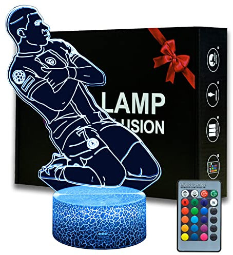 Magiclux Französischer Fußballer Nr.7 Nachtlicht 3D Optische Täuschung Lampe mit Fernbedienung 16 Farben Ändern Geburtstag Weihnachtsidee Geschenke für Fußball Fan Jungen Mädchen Teenager Männe