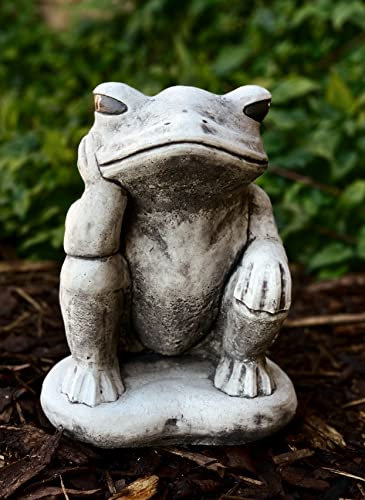 Funny garden frog statue Concrete animal sculpture Outdoor frog ornament Stone toad figurine Gardener gifts Cement frog decor Backyard art Frog sculpture outdoor statues Concrete garden frog statue