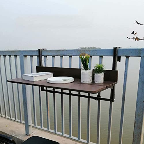 Table Balcon Suspendue,table Console Extensible,table Jardin Exterieur,Multifonctionnel De Levage Petite Barre,table De Balcon,Table Pliante Pour Balcon À Suspendre Réglable En Hauteur ( Color : Brown