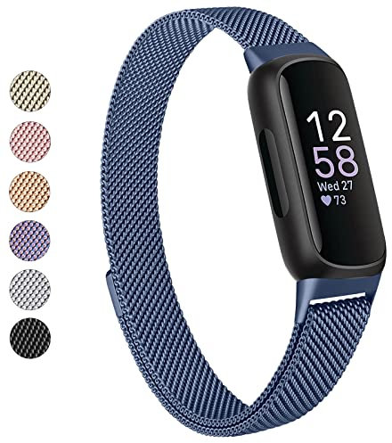 Vanjua Bracelet de rechange magnétique réglable pour Fitbit Inspire 3 pour homme et femme avec boucle en maille métallique en acier inoxydable compatible avec traqueur d'activité Fitbit Inspire 3