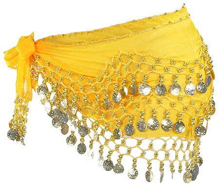 Bauchtanz Kostüm Hüfttuch Rock,Bauchtanz-Hüftschal Für Frauen,Bauchtanz Kostüm Damen,Bauchtanzgürtel Bel,Chiffon Hüfttuch Bauchtanz,Bauchtanz Münzgürtel Tanztuch,Mit 98 Münzen,Für Mädchen Frau,1 Stück