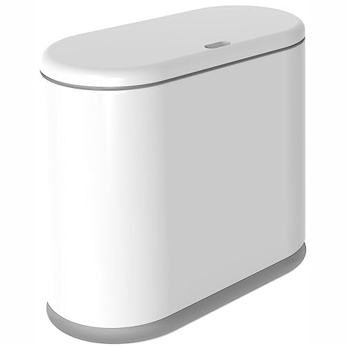 JAWSEU Poubelle de Salle de Bain avec Couvercle de 10 L, Poubelle Rectangulaire Type Presse Grande Capacité Poubelle en Plastique pour Salle de Bain, Bureau, Chambre Et Cuisine