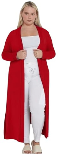 eyes Ladies Plain Long Maxi Length Boyfriend Women Cardigan Collared Open Top Full Sleeve Floaty Duster Jacket Coat Casual Blazer Plus Size Cardigans UK 8-22
