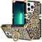 DMaos for iPhone 15 Case with Ring for Women, Gold Gorgeous Rhinestone Bling Diamond Kickstand, Premium for iPhone15 6.1'' - Leopard