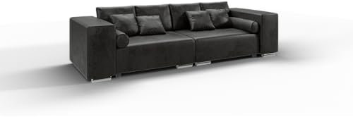 S-Style Möbel Softy Sofa 5-Sitzer Mit Schlaffunktion für Wohnzimmer Couch Aus Mikrofasern Möbel Freistehende Polster Sofas & Couches Couchgarnitur Anthrazit 290 x 110 x 80 cm
