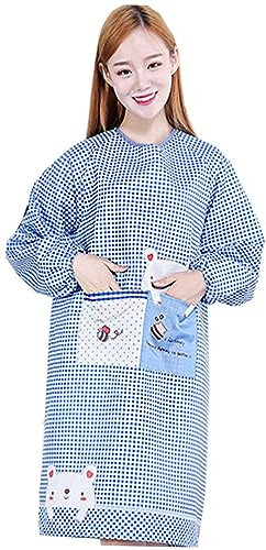 SHOWERORO Unique Animal Print Apron Long Sleeve Kitchen Apron for Men Material Oil Resistance Elegant Blue