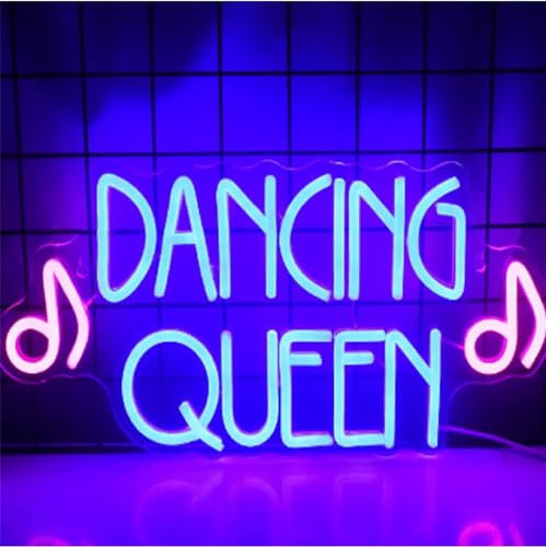FINOTI Dancing Queen Led Neon Sign Christmas Party Neon Lights Wall Mounted Night Light for Teen Room Gamer Gaming Bar Party Unique Gift Bedroom Bar Room Art USB With Switch