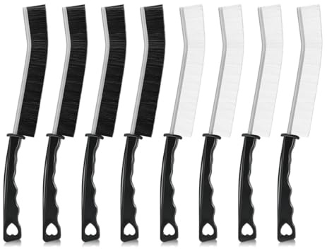 CPSYTE Brosse de Nettoyage des Interstices, 8 pcs Brosse Nettoyage Salle Bainbrosse Joint Carrelag, Brosse Nettoyage à Poils Durs pour Rainure Fenetre, Salle Bain, Toilettes, Cuisine, Noir et Blanc