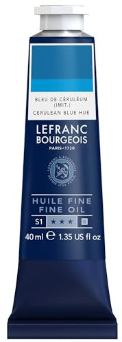Lefranc Bourgeois 301777 Pintura al óleo fina, calidad, resistente a la luz y de consistencia uniforme, tubo de 40ml, ideal para lienzos y tableros de pintura, Color azul cerúleo