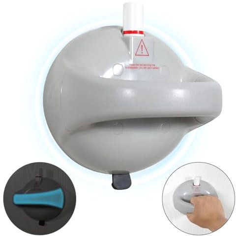 Hertzborn Haltegriff Dusche ohne Bohren 190kg - Grau | Senioren Badewannengriff mit Saugnapf & Sicherheitslinie | Toilettenhilfe für Fliesen/Glas