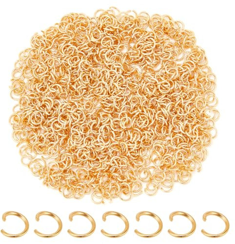 arricraft 1000 Stück Offene Biegeringe, 5 mm 24-Karätige Goldverbinder O-Ringe 304 Edelstahl-Schmuckverbinder Kettenglieder Für DIY Charms Halskette Armband Schlüsselanhänger Handwerk