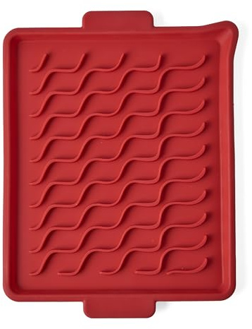 Talisman Designs Silicone Microwave Bacon Tray | Family Friendly Kitchen Tools | 9.5 x 12.75 inches | Red