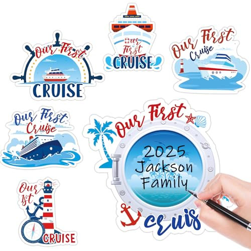 gisgfim 6pcs Nautical Style Large Cruise Ship Anchor Magnets - Our First Cruise Door Decorations, Magnet Material, Colorful, 6 Included