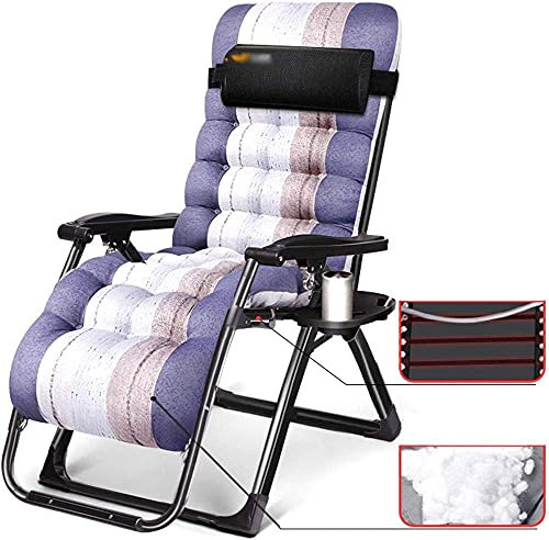 Zero Gravity Chair with Cup Holder, Garden Lounge Chairs, Recliner Chair with Adjustable Headrest, Folding Recliner Chair for Outdoor, Bedroom, Removable Patio Chair