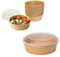 ECOPICNIC Ensaladeras Redondas de Papel Kraft con Tapa PP 50 unidades 500 ml | Cuencos desechables de cartón kraft con tapa, ideales para ensaladas, sopas, aperitivos y alimentos para llevar