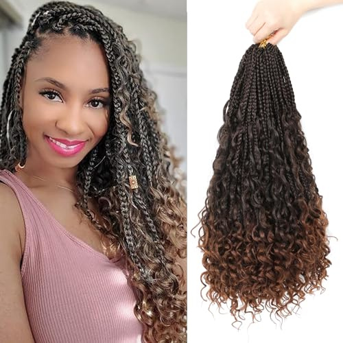 Boho Goddess Crochet Braids Hair Extensions for Black Women - 18 Inch 8 Packs with Curly Ends Box Braids (T/30)