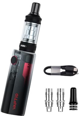 Vaptio Cosmo Nebula Kit mit 2.0ML Zerstäuber Dual Cosmo Spule Elektronische Zigarette Verdampfer-Kit Vape Starter Kit Kein E Flüssigkeit Kein Nikotin (Schwarz-Rot)