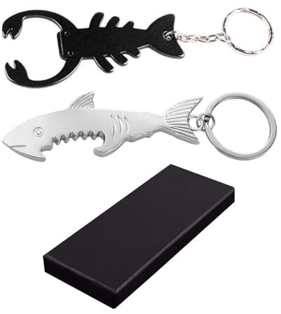 2 Stück Schlüsselanhänger, 1 Stück Geschenkbox, Flaschenöffner-Schlüsselanhänger, Hai-Schlüsselanhänger, Flaschenöffner-Schlüsselanhänger, Schlüsselanhänger-Flaschenöffner, Tier-Flaschenöffner