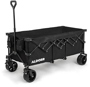 ALDORR XXL Bollerwagen - 300L Faltbar & Geländetauglich - 300L Gepäckraum - 300kg Tragkraft - All-Terrain PU-Lederräder - Abnehmbare Seitentasche - Ideal für Strand, Camping & Park
